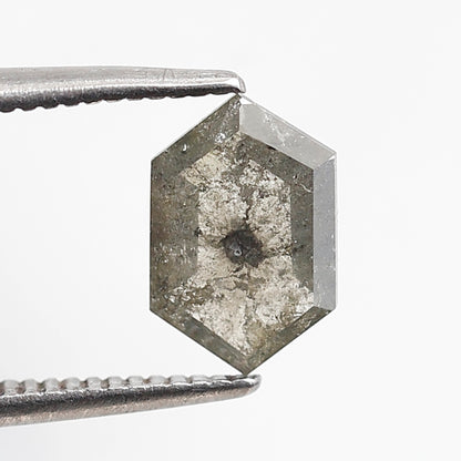 Natural 1.02 CT Hexagon Loose Earth Mined Diamond, 8.50 x 5.70 mm Gray Black Salt and Pepper Diamond