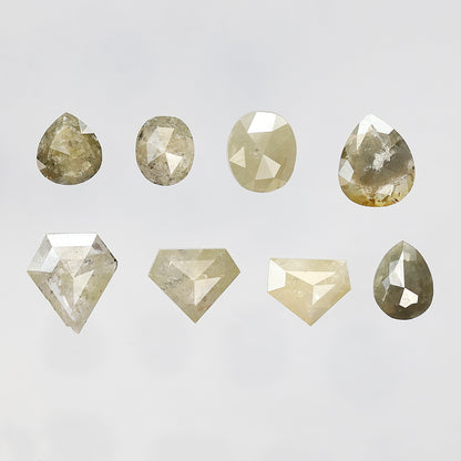 7.65 CT Mix Shape Rustic Diamond Lot | Natural Yellowish Gray Ethical Loose Diamonds 5.80 mm to 8.40 mm