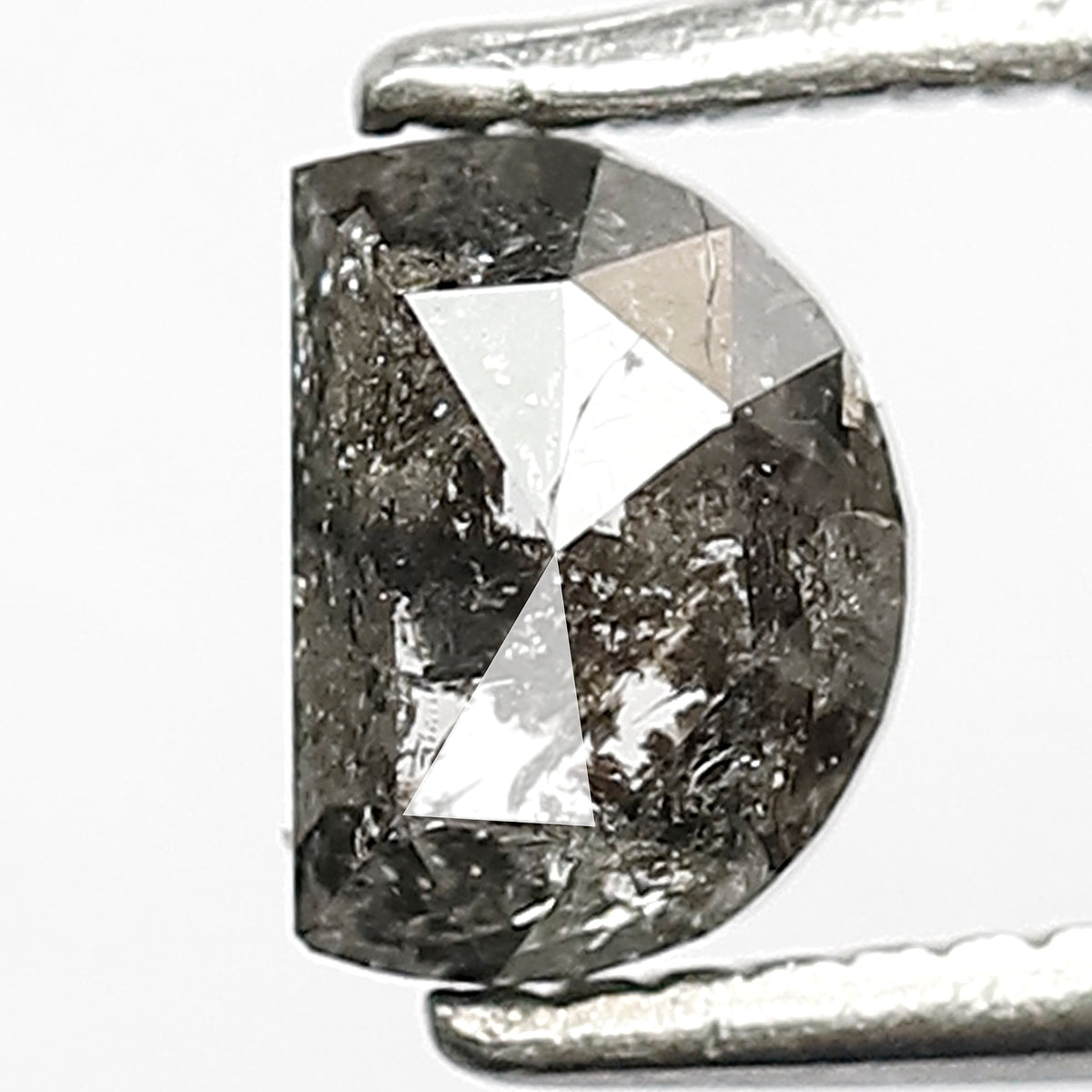 0.73 CT Unique Half Moon Shape Loose Natural Grey Black Color Diamond 4.1 MM Earth Mined Salt and Pepper Diamond