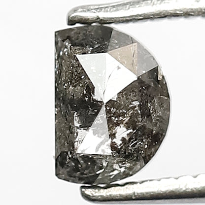 0.73 CT Unique Half Moon Shape Loose Natural Grey Black Color Diamond 4.1 MM Earth Mined Salt and Pepper Diamond