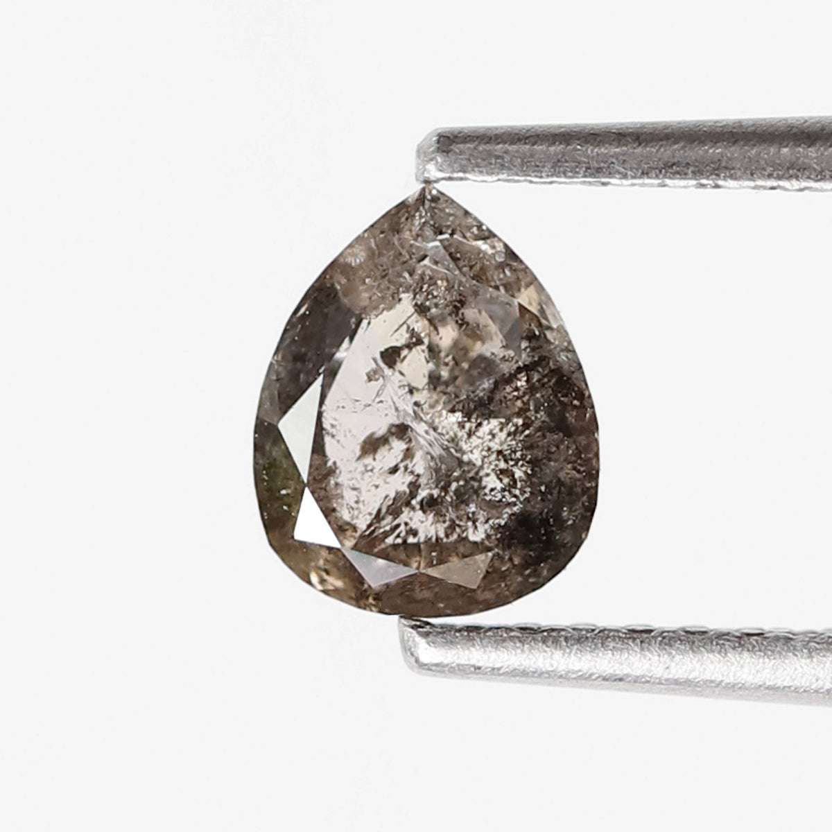 Pear Shape 0.70 Ct Salt and Pepper Diamond, 6.30 mm Natural Gray Black Loose Stone for Custom Ring