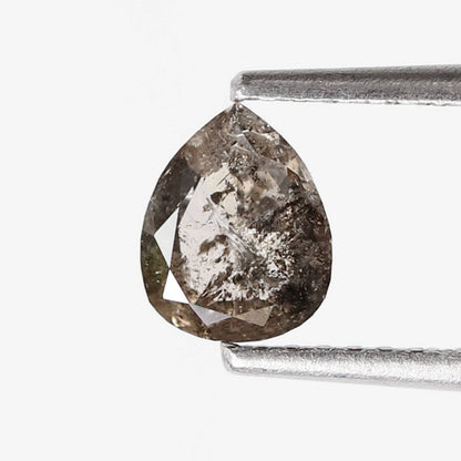 Pear Shape 0.70 Ct Salt and Pepper Diamond, 6.30 mm Natural Gray Black Loose Stone for Custom Ring