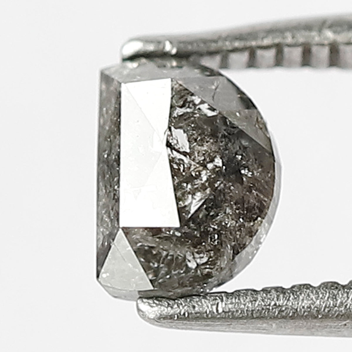 0.73 CT Unique Half Moon Shape Loose Natural Grey Black Color Diamond 4.1 MM Earth Mined Salt and Pepper Diamond