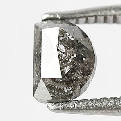 0.73 CT Unique Half Moon Shape Loose Natural Grey Black Color Diamond 4.1 MM Earth Mined Salt and Pepper Diamond