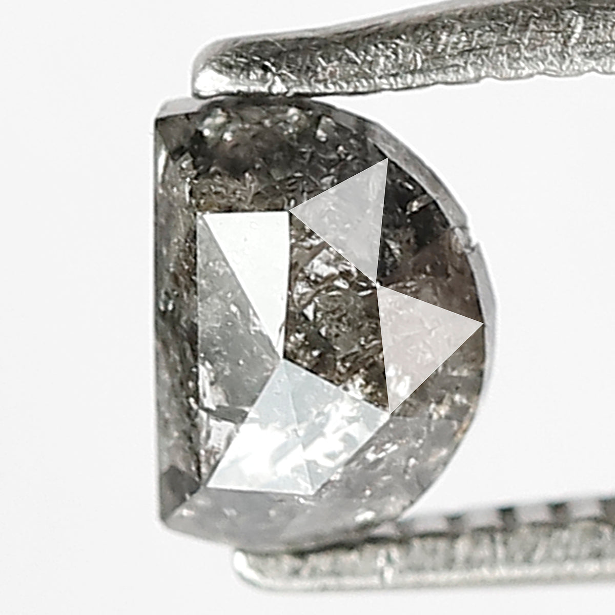0.73 CT Unique Half Moon Shape Loose Natural Grey Black Color Diamond 4.1 MM Earth Mined Salt and Pepper Diamond