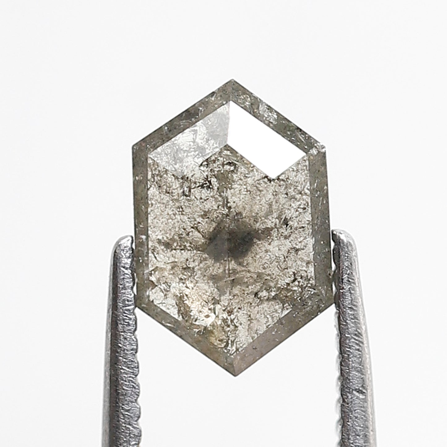 Natural 1.02 CT Hexagon Loose Earth Mined Diamond, 8.50 x 5.70 mm Gray Black Salt and Pepper Diamond