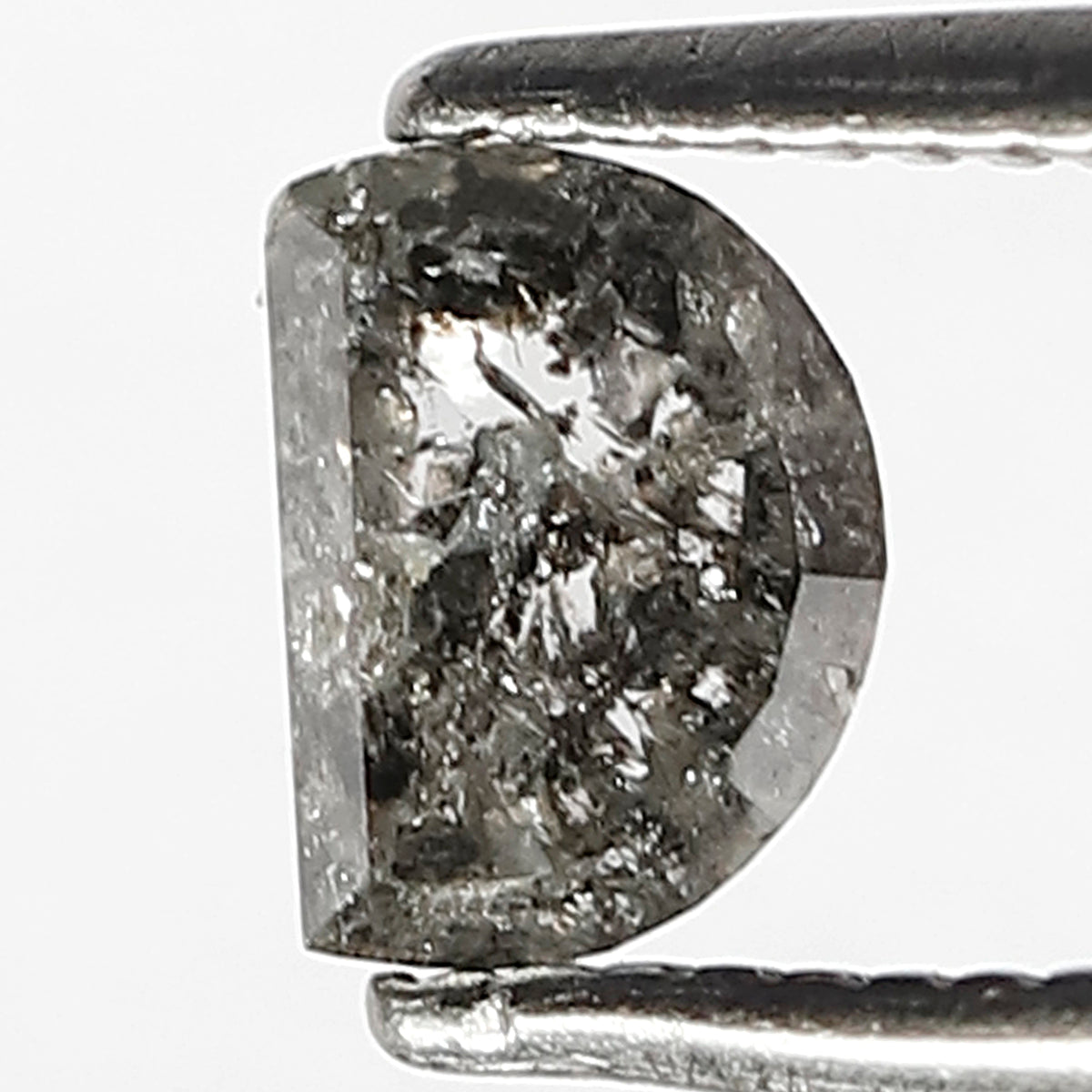 0.73 CT Unique Half Moon Shape Loose Natural Grey Black Color Diamond 4.1 MM Earth Mined Salt and Pepper Diamond