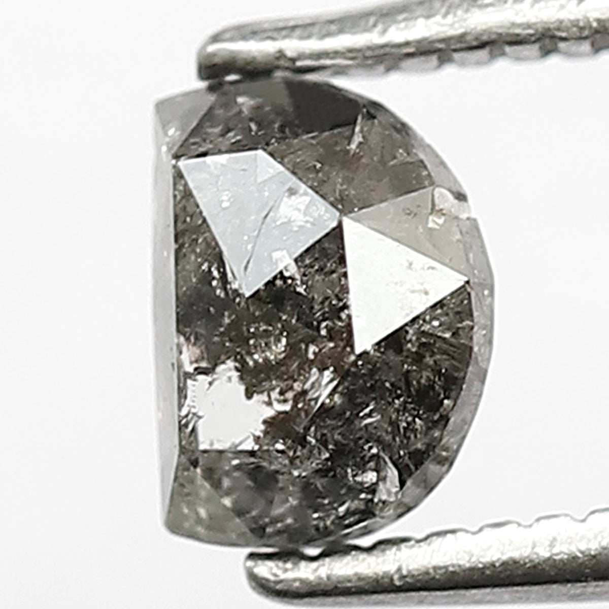 0.73 CT Unique Half Moon Shape Loose Natural Grey Black Color Diamond 4.1 MM Earth Mined Salt and Pepper Diamond