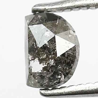 0.73 CT Unique Half Moon Shape Loose Natural Grey Black Color Diamond 4.1 MM Earth Mined Salt and Pepper Diamond