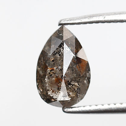 1.35 Carat Pear Cut Gray Black Salt & Pepper Diamond, Natural Loose Diamond, Ethical Gem for Anniversary Ring Gift