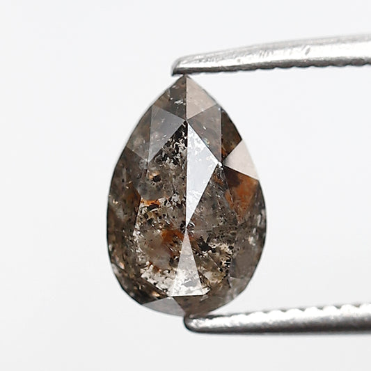 1.35 Carat Pear Cut Gray Black Salt & Pepper Diamond, Natural Loose Diamond, Ethical Gem for Anniversary Ring Gift