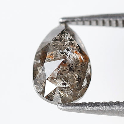 1.35 Carat Pear Cut Gray Black Salt & Pepper Diamond, Natural Loose Diamond, Ethical Gem for Anniversary Ring Gift