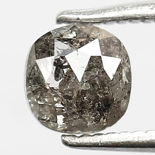 5.3 MM Natural Grey Black Color Diamond 0.75 CT Cushion Shape Loose Natural Salt and Pepper Diamond Engagement Ring
