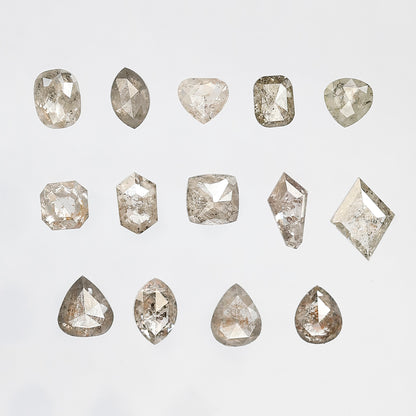 5.09 Carat Mix Shape Loose Diamonds | Natural Grayish Brown Rustic Ethical Diamond Lot for Jewelry Making