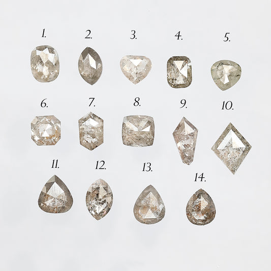 5.09 Carat Mix Shape Loose Diamonds | Natural Grayish Brown Rustic Ethical Diamond Lot for Jewelry Making