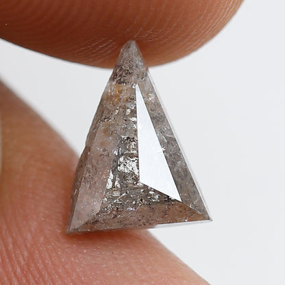 1.34 CT Elongated Triangle cut Loose Earth Mined Diamond, 9.50 mm Natural Gray Black Loose Diamond For Custom Pendant