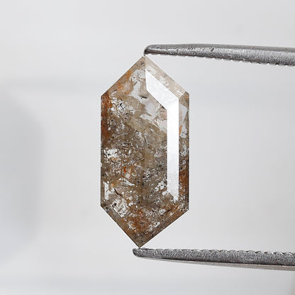 1.40 CT Elongated Hexagon Salt and Pepper Diamond, Light Gray Natural Loose Diamond 13.50 mm, Ethical Gem for Ring and Pendant