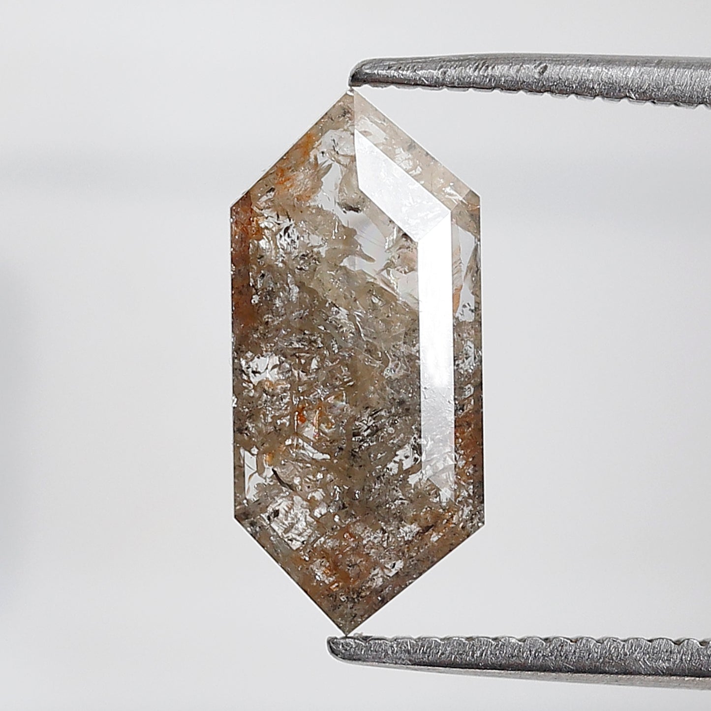 1.40 CT Elongated Hexagon Salt and Pepper Diamond, Light Gray Natural Loose Diamond 13.50 mm, Ethical Gem for Ring and Pendant