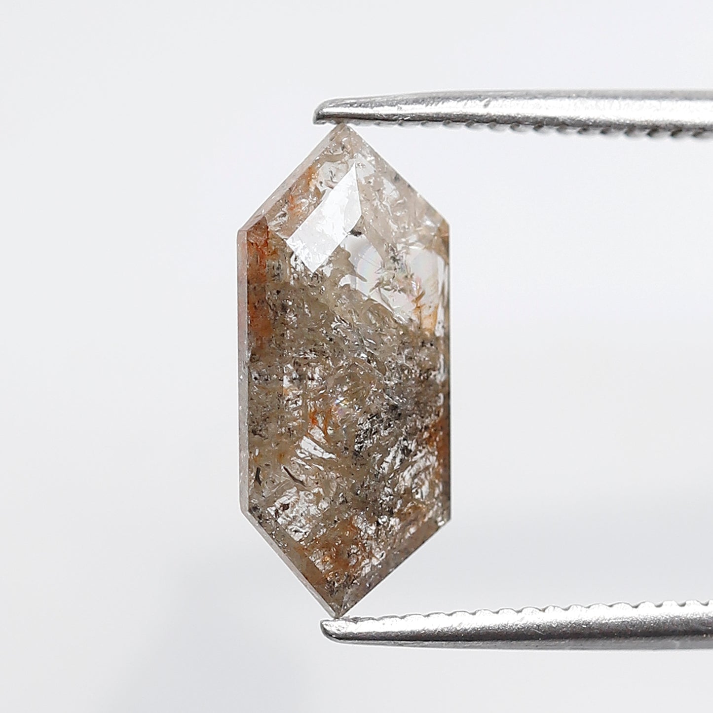 1.40 CT Elongated Hexagon Salt and Pepper Diamond, Light Gray Natural Loose Diamond 13.50 mm, Ethical Gem for Ring and Pendant
