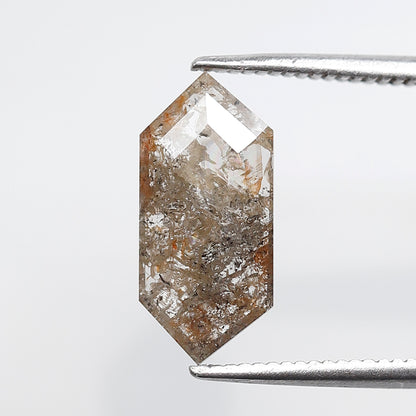 1.40 CT Elongated Hexagon Salt and Pepper Diamond, Light Gray Natural Loose Diamond 13.50 mm, Ethical Gem for Ring and Pendant