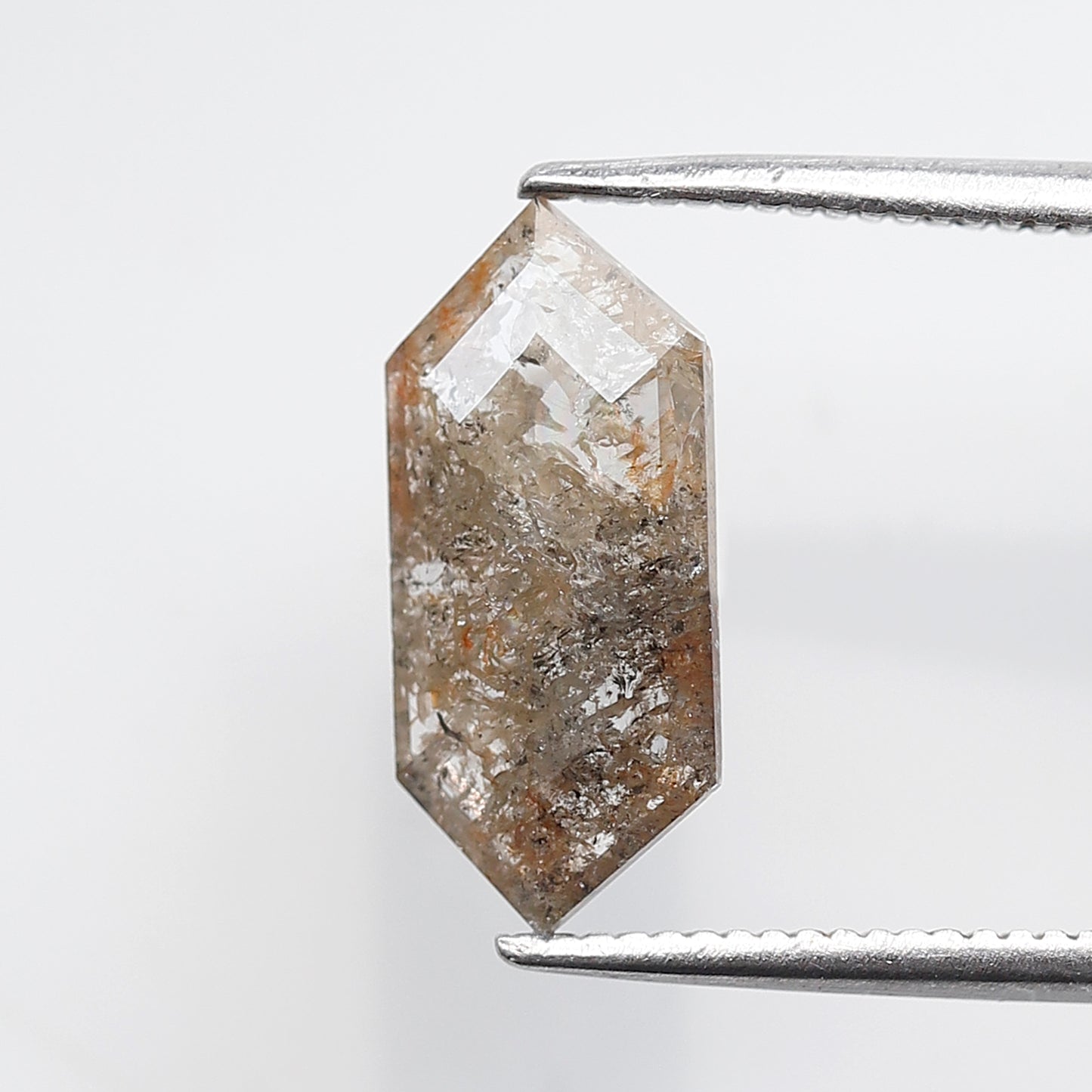 1.40 CT Elongated Hexagon Salt and Pepper Diamond, Light Gray Natural Loose Diamond 13.50 mm, Ethical Gem for Ring and Pendant