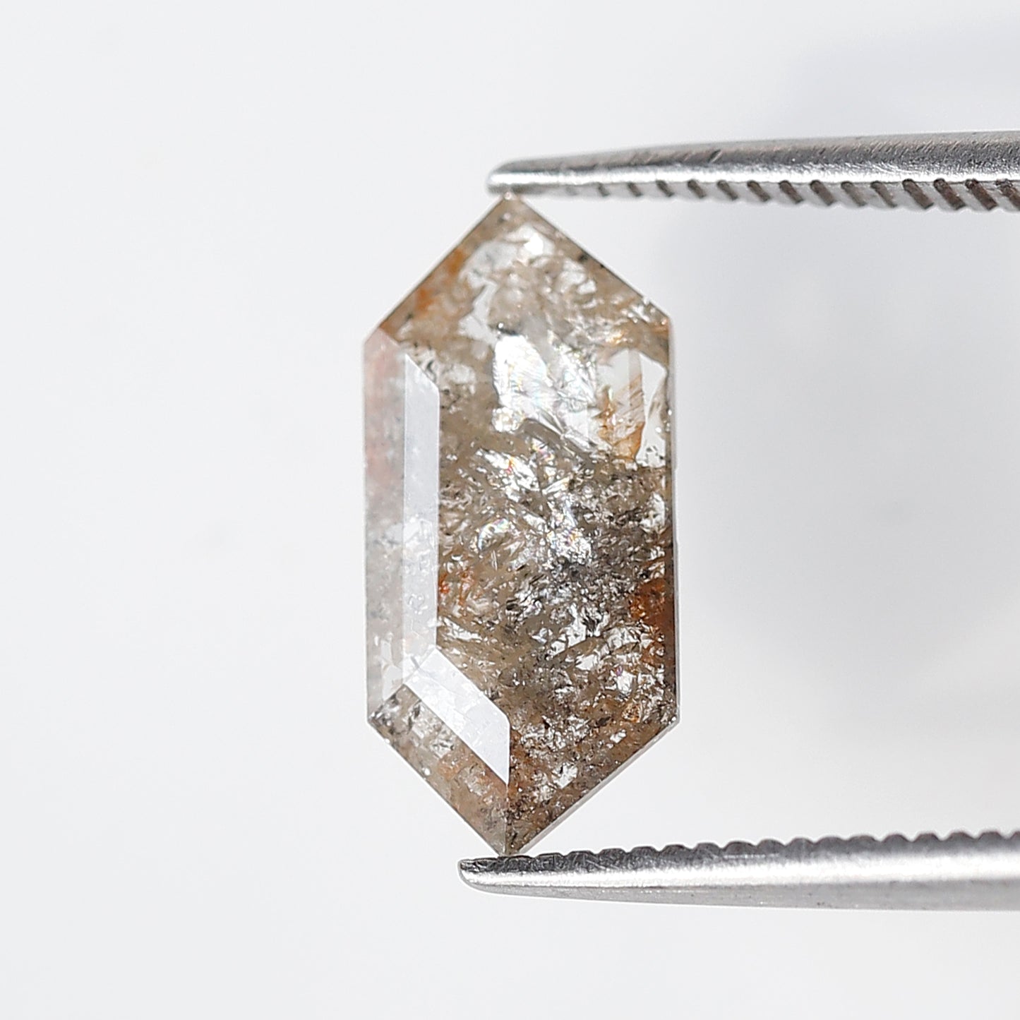 1.40 CT Elongated Hexagon Salt and Pepper Diamond, Light Gray Natural Loose Diamond 13.50 mm, Ethical Gem for Ring and Pendant