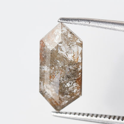 1.40 CT Elongated Hexagon Salt and Pepper Diamond, Light Gray Natural Loose Diamond 13.50 mm, Ethical Gem for Ring and Pendant