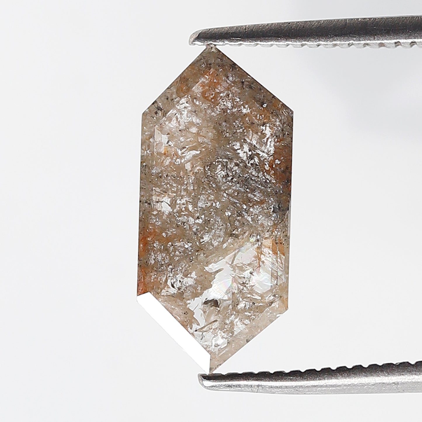 1.40 CT Elongated Hexagon Salt and Pepper Diamond, Light Gray Natural Loose Diamond 13.50 mm, Ethical Gem for Ring and Pendant