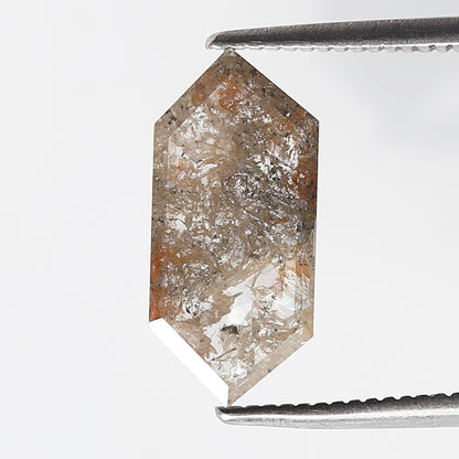 1.40 CT Elongated Hexagon Salt and Pepper Diamond, Light Gray Natural Loose Diamond 13.50 mm, Ethical Gem for Ring and Pendant