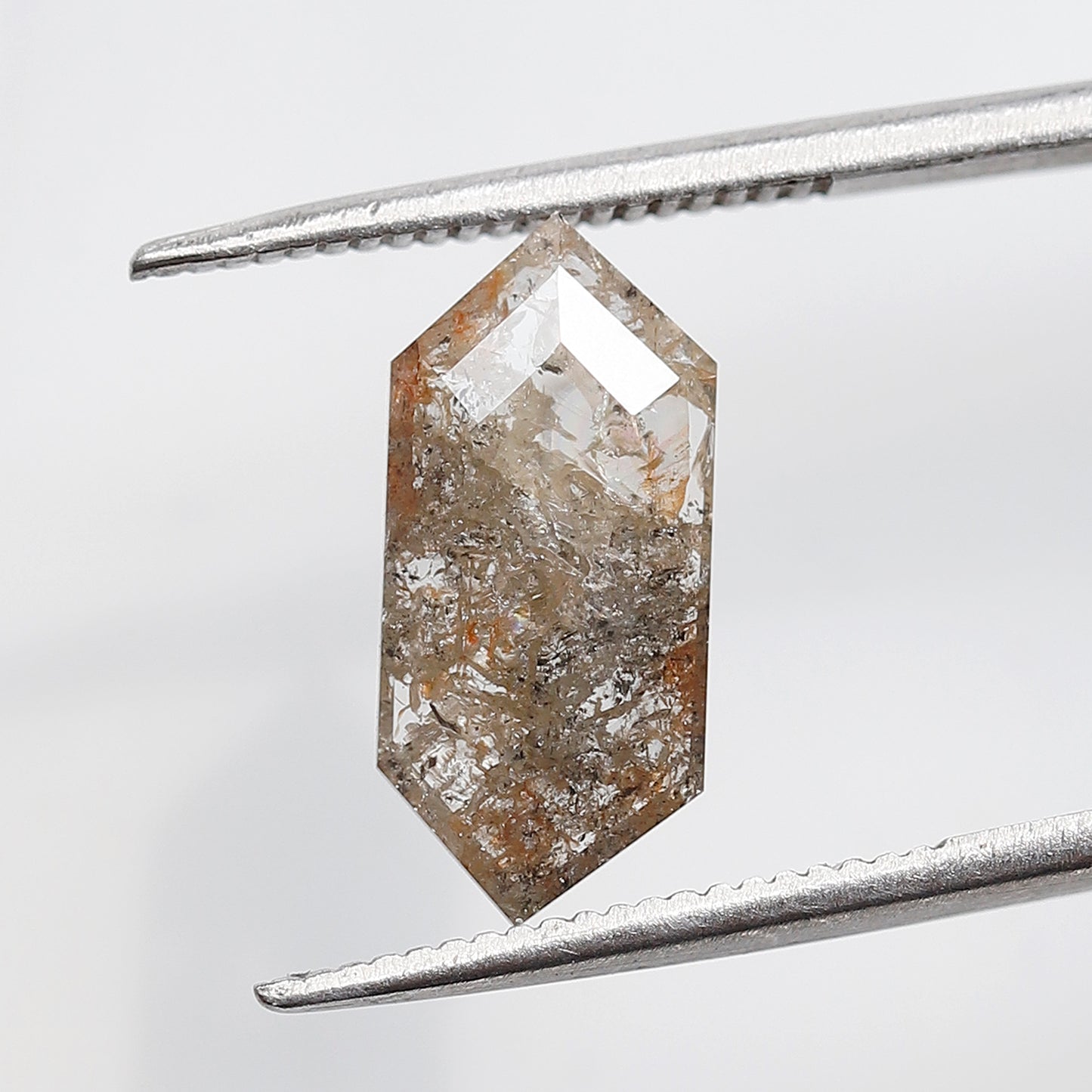 1.40 CT Elongated Hexagon Salt and Pepper Diamond, Light Gray Natural Loose Diamond 13.50 mm, Ethical Gem for Ring and Pendant