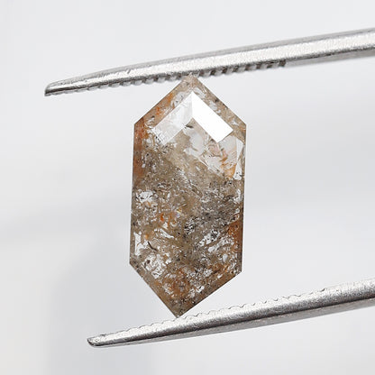 1.40 CT Elongated Hexagon Salt and Pepper Diamond, Light Gray Natural Loose Diamond 13.50 mm, Ethical Gem for Ring and Pendant