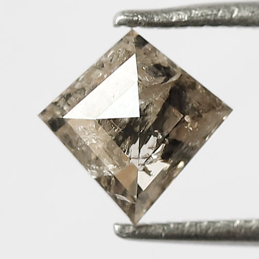 1.11 CT Fancy Brownish Color Kite Shape Diamond 7.7 MM Loose Natural Salt and Pepper Diamond Custom Made Dual Band Ring