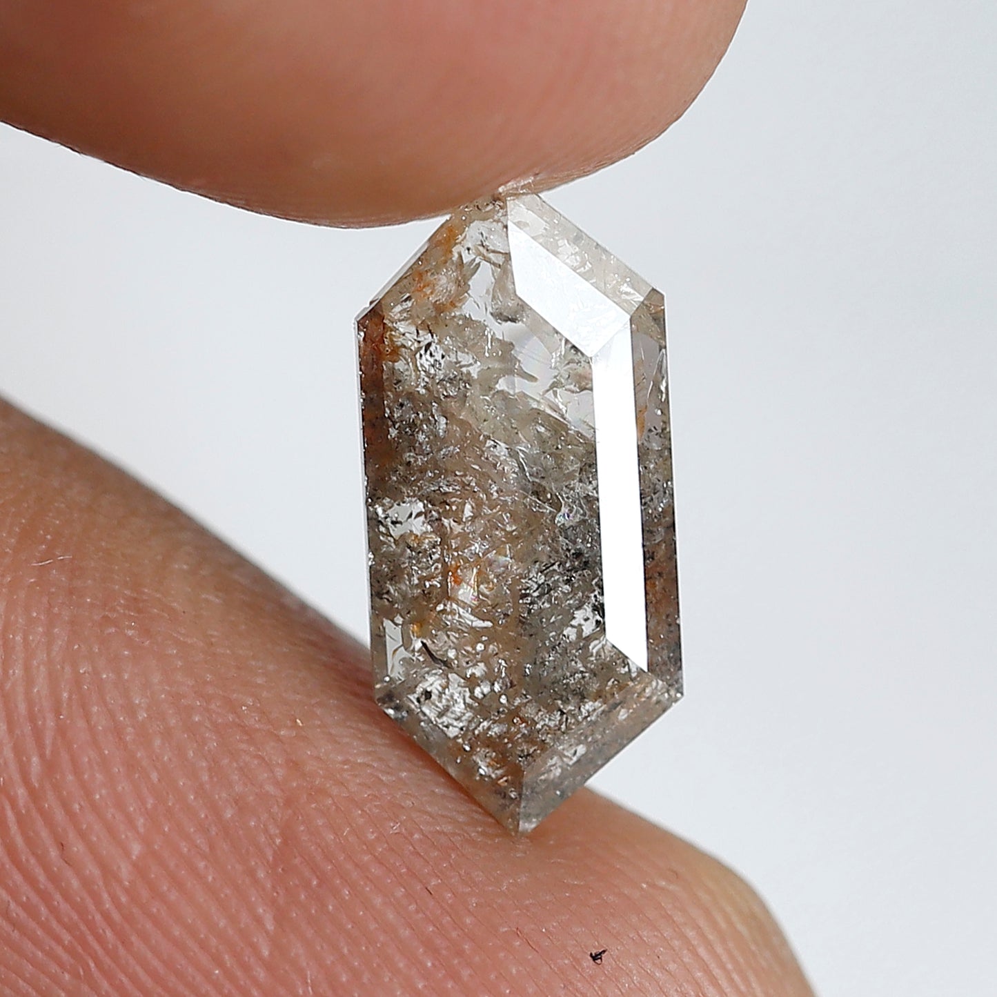 1.40 CT Elongated Hexagon Salt and Pepper Diamond, Light Gray Natural Loose Diamond 13.50 mm, Ethical Gem for Ring and Pendant