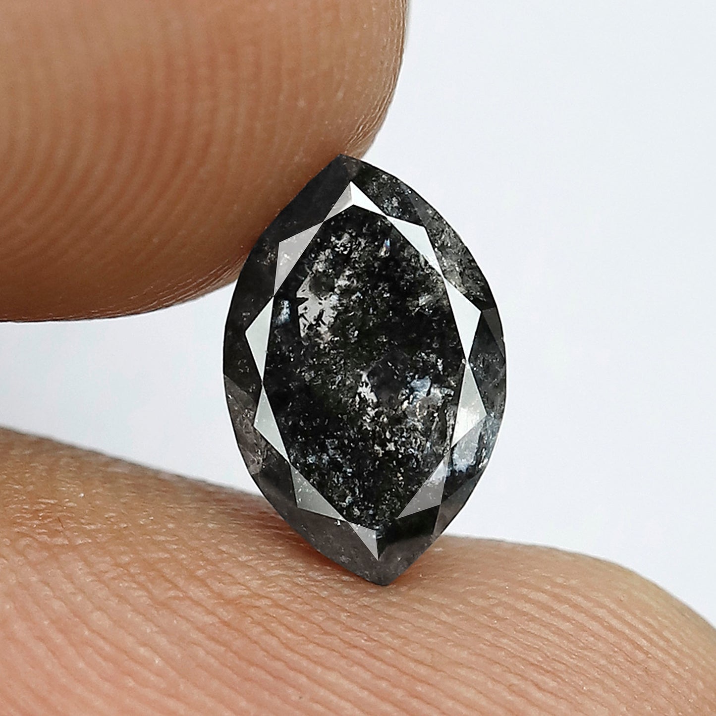 1.95 CT Marquise Gray Black Diamond, Natural Salt and Pepper Loose Diamond, Ethical Conflict Free Earth Mined Diamond for Jewelry Making