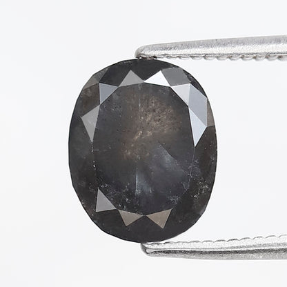 2.64 CT Oval Shape Gray Black Loose Diamond, Natural 9.30 mm Ethical Salt and Pepper Diamond For Engagement Ring