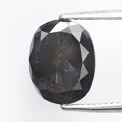 2.64 CT Oval Shape Gray Black Loose Diamond, Natural 9.30 mm Ethical Salt and Pepper Diamond For Engagement Ring
