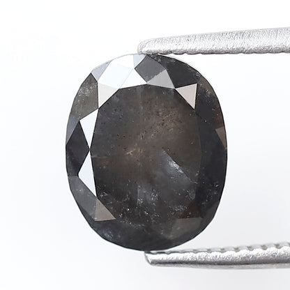 2.64 CT Oval Shape Gray Black Loose Diamond, Natural 9.30 mm Ethical Salt and Pepper Diamond For Engagement Ring