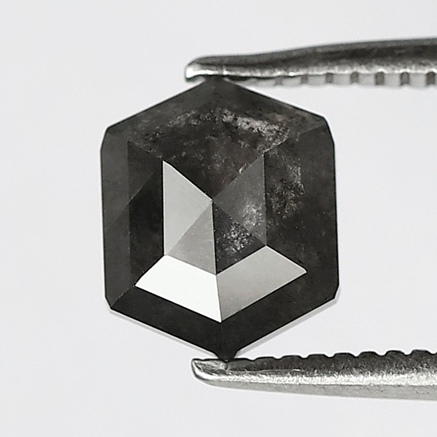1.62 CT Hexagon Salt and Pepper Diamond, Natural Gray Black Loose Diamond, 7.00 MM Ethical Earth Mined Diamond for Pendant Jewelry