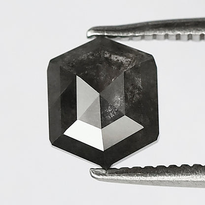 1.62 CT Hexagon Salt and Pepper Diamond, Natural Gray Black Loose Diamond, 7.00 MM Ethical Earth Mined Diamond for Pendant Jewelry