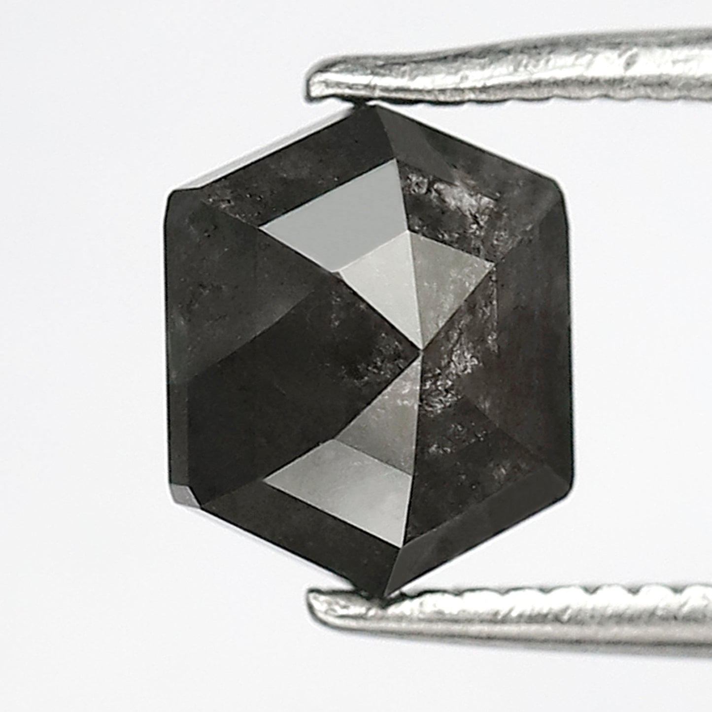 1.62 CT Hexagon Salt and Pepper Diamond, Natural Gray Black Loose Diamond, 7.00 MM Ethical Earth Mined Diamond for Pendant Jewelry