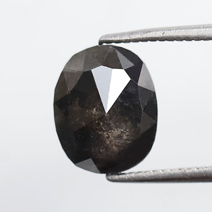 2.64 CT Oval Shape Gray Black Loose Diamond, Natural 9.30 mm Ethical Salt and Pepper Diamond For Engagement Ring