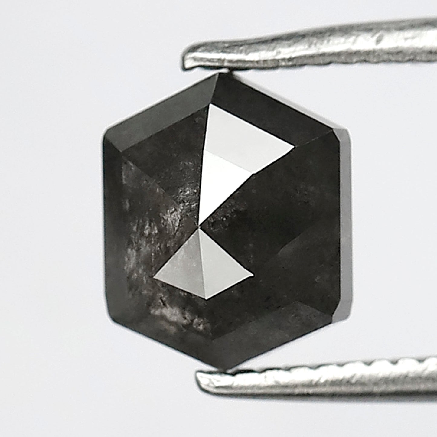 1.62 CT Hexagon Salt and Pepper Diamond, Natural Gray Black Loose Diamond, 7.00 MM Ethical Earth Mined Diamond for Pendant Jewelry