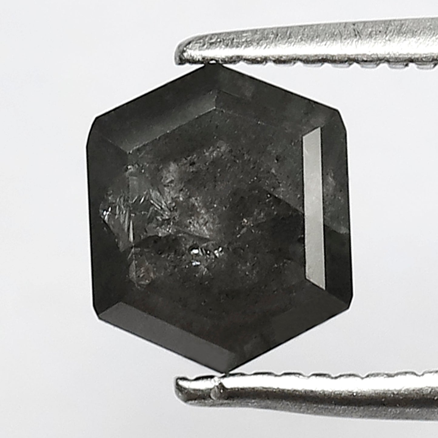 1.62 CT Hexagon Salt and Pepper Diamond, Natural Gray Black Loose Diamond, 7.00 MM Ethical Earth Mined Diamond for Pendant Jewelry