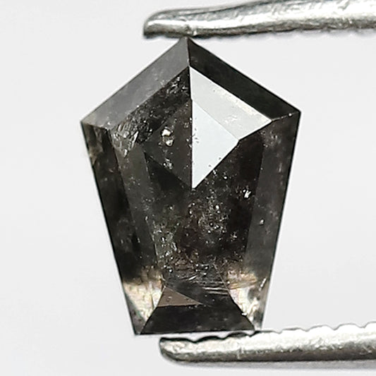 0.84 CT Unique Geometric Shape Diamond Loose Natural 6.9 MM Black Grey Color Salt and Pepper Diamond Vintage Design Ring