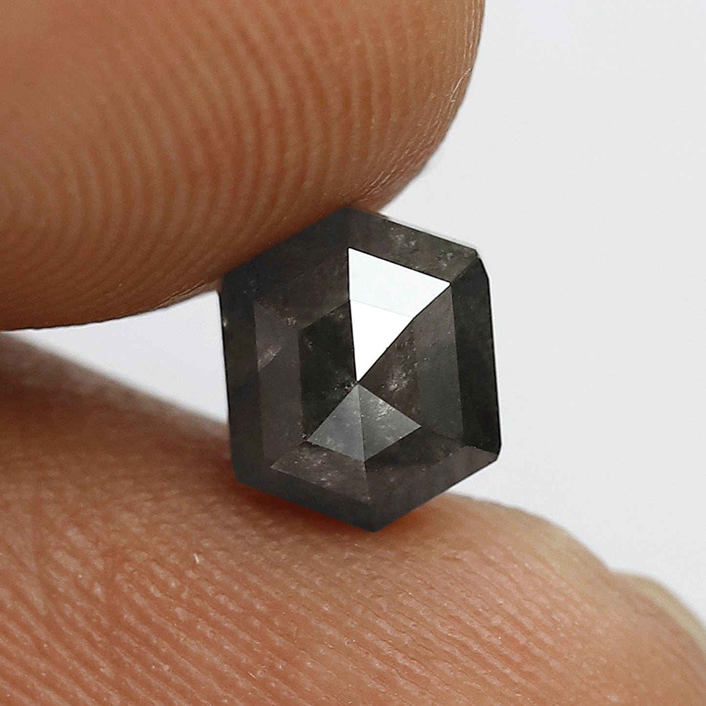1.62 CT Hexagon Salt and Pepper Diamond, Natural Gray Black Loose Diamond, 7.00 MM Ethical Earth Mined Diamond for Pendant Jewelry