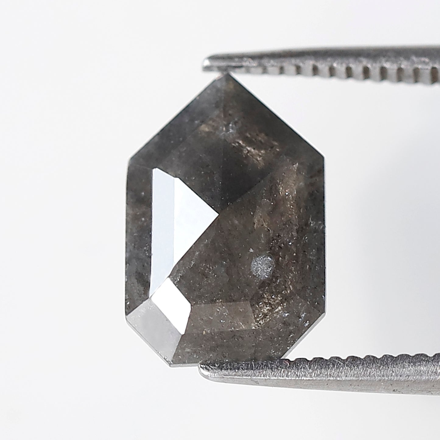 2.12 CT Geometric Cut Salt and Pepper Diamond, Gray Black Natural Loose Diamond, 11.30 mm Conflict Free Stone for Custom Ring