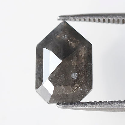 2.12 CT Geometric Cut Salt and Pepper Diamond, Gray Black Natural Loose Diamond, 11.30 mm Conflict Free Stone for Custom Ring