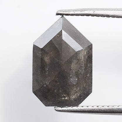 2.12 CT Geometric Cut Salt and Pepper Diamond, Gray Black Natural Loose Diamond, 11.30 mm Conflict Free Stone for Custom Ring
