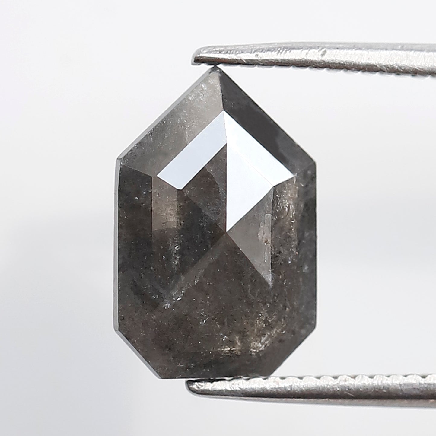 2.12 CT Geometric Cut Salt and Pepper Diamond, Gray Black Natural Loose Diamond, 11.30 mm Conflict Free Stone for Custom Ring