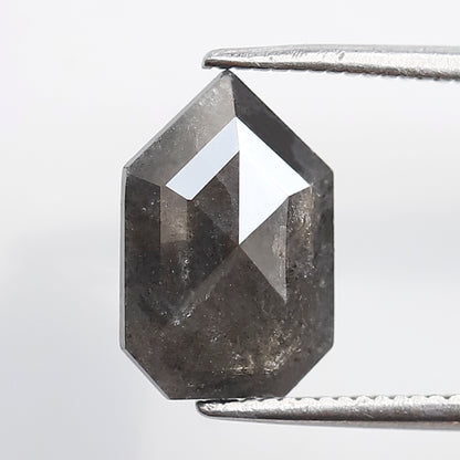 2.12 CT Geometric Cut Salt and Pepper Diamond, Gray Black Natural Loose Diamond, 11.30 mm Conflict Free Stone for Custom Ring
